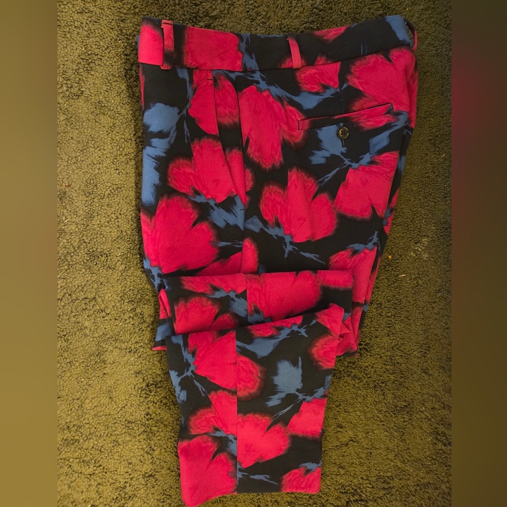Women's Floral Dress Pants (Pink & Blue)